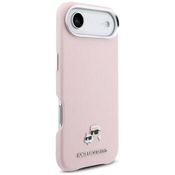 Karl Lagerfeld Karl & Choupette Head Pins Saffiano MagSafe Aizsargapvalks priekš iPhone Air / rozā (KLHMP17M6PFKCLP)