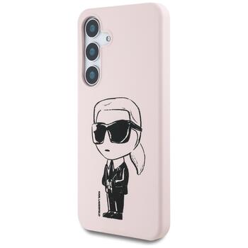 Case Karl Lagerfeld Silicone Graffiti Ikonik Printed Logo MagSafe Aizsargapvalks priekš Samsung Galaxy S25 / rozā (KLHMS25SPNYKGRTP)