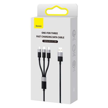 Baseus StarSpeed 3in1 Fast Charging Cable USB-A - USB-C/Lightning/MicroUSB Кабель для быстрой зарядки 3.5A 1.2m / чёрный (CAXS000001)