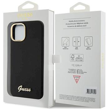 Guess GUHCP15SSMBSLK Hardcase Silicone Script Metal Logo & Fram Aizsargapvalks priekš iPhone 15 / 14 / 13 6.1