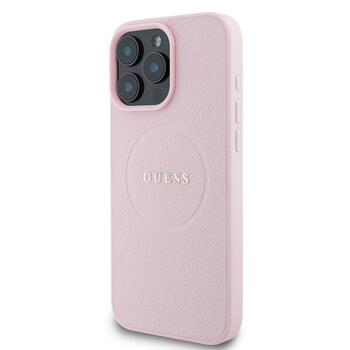 Guess PU Grained Classic Logo MagSafe Case Aizsargapvalks priekš iPhone 16 Pro / rozā (GUHMP16LPGHSMMP)