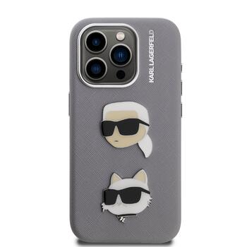 Karl Lagerfeld Grained PU K&CH Heads Case Aizsargapvalks priekš Apple iPhone 15 Pro (KLHCP15LPSFDHPG)