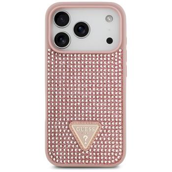 Case Guess Rhinestone Triangle Logo Aizsargapvalks priekš iPhone 17 Pro / rozā (GUHCP17LHDGTPP)