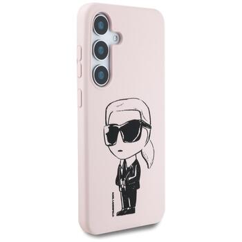Case Karl Lagerfeld Silicone Graffiti Ikonik Printed Logo MagSafe Aizsargapvalks priekš Samsung Galaxy S25 / rozā (KLHMS25SPNYKGRTP)