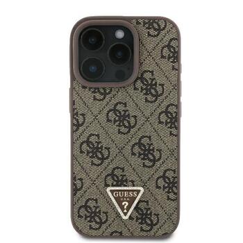 Guess Leather 4G Triangle Strass Защитный Чехол для Apple iPhone 16 Pro Max (GUHCP16XP4TDPW)