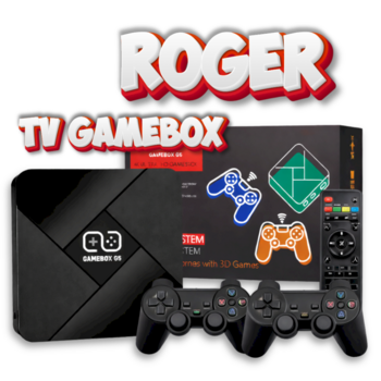 RoGer TV GameBox G5 Игровая ретро-консоль 2 контроллера / 64GB / 4K / 10 эмуляторов / 30000+ игр (RO-GAMEBOX-G5-64GB)