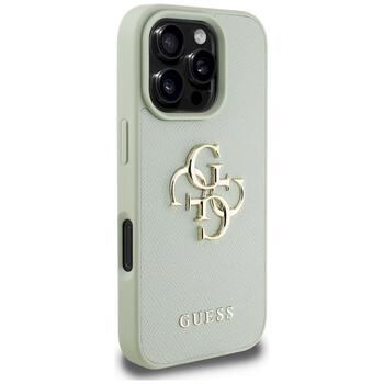 Guess Grained Big 4G Logo Small Classic Logo Aizsargapvalks priekš iPhone 16 Pro Max / zaļš (GUHCP16XPGT4MBN)