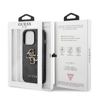 Guess PU 4G Metal Logo Case Защитный чехол для iPhone 13 Pro Max / серый (GUHCP13X4GMGGR)