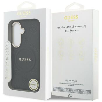 Guess Saffiano Peony Embossed Ring MagSafe Case Aizsargapvalks priekš Samsung Galaxy S26 Plus / melns (GUHMS26MPSAMSECK)
