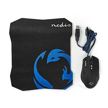 Nedis GMMP100BK Комплект игровой мыши и коврика для мыши 1600DPI / 1,5м (GMMP100BK)