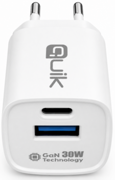 Quik Accessories QG-322 GaN Charger USB-C / USB Tīkla Lādētājs 30W (QG-322)