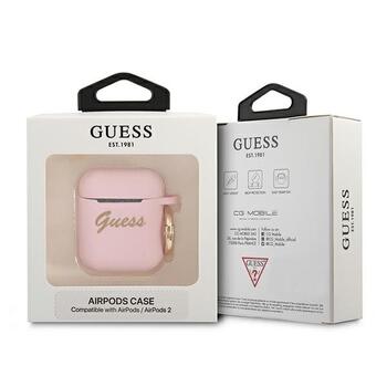 Guess GUA2SSSI AirPods cover Защитный чехол Silicone Vintage Script / розовый (GUA2SSSI)