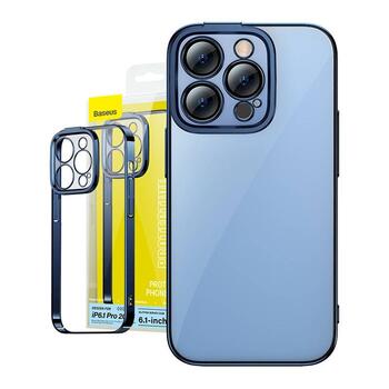 Baseus Glitter Transparent Case and Tempered Glass Set Защитный чехол и защитное стекло для iPhone 14 Pro / синий (ARMC021303)