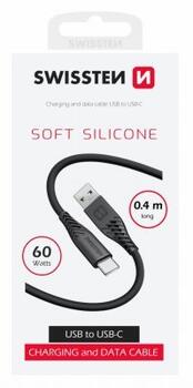 Swissten Soft Silicone USB - USB-C 60W Кабель для передачи данных и зарядки 0.4m (71506519)