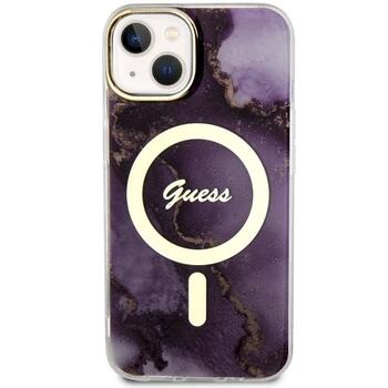 Guess GUHMP14SHTMRSU Golden Marble MagSafe Aizsargapvalks priekš iPhone 14 / 15 / 13 6.1