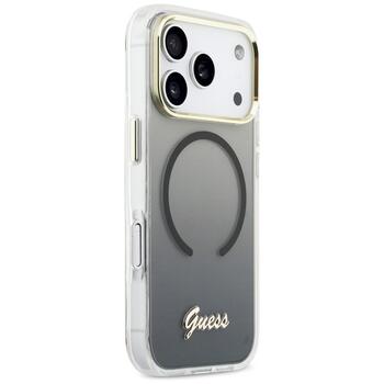 Guess IML Gradient Script Metal MagSafe Защитный чехол для iPhone 17 Pro Max / чёрный (GUHMP17X5HTGMCSK)