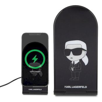 Karl Lagerfeld foldable wireless charger 2-in-1 KLDCRFALKINK Зарядное устройство 15W / чёрный Ikonik MagSafe (KLDCRFALKINK)