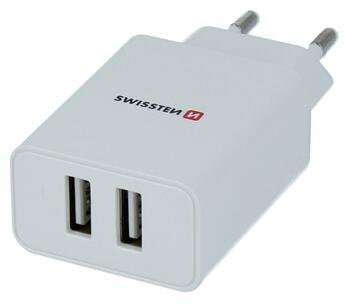 Swissten Smart IC Зарядное устройство 2x USB 2.1А c проводом USB-C 1.20 m (SW-SET-2X2.1AWCUC-WH)