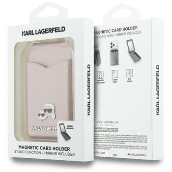 Karl Lagerfeld MagSafe Зеркальный Магнитный Кардхолдер Кошелек Розовый (KLWMSMPGKCHPP)