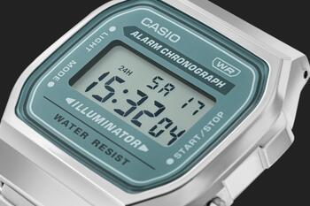 CASIO VINTAGE A168WA-3AYES Vīriešu pulkstenis / sudraba/zaļš (A168WA-3AYES)