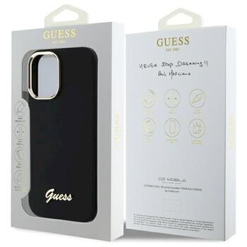 Guess GUHCP16MSMBSLK Silicone Script Metal Logo & Frame Защитный чехол для iPhone 16 Plus 6.7