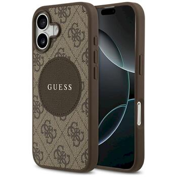 Case Guess 4G Circle Classic Logo MagSafe Защитный чехол для iPhone 17 / коричневый (GUHMP17SP4PGRSGW)