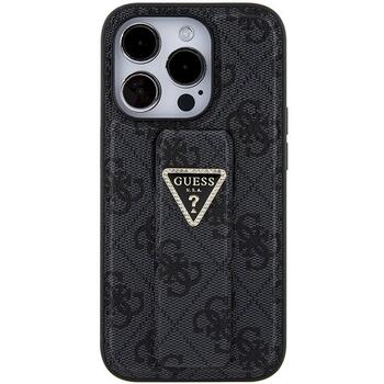 Guess GUHCP15XPGS4TDK Grip Stand 4G Triangle Strass Aizsargapvalks priekš iPhone 15 Pro Max 6.7