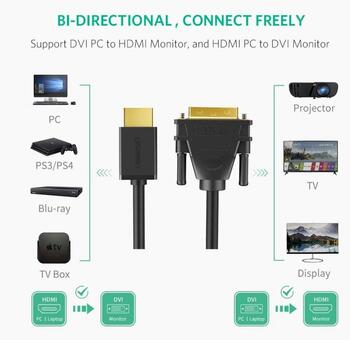 UGREEN HD106 Cable HDMI-DVI (24+1) 1.5m Bi-directional (1080P@60Hz) Kabelis / melns (UG-11150)