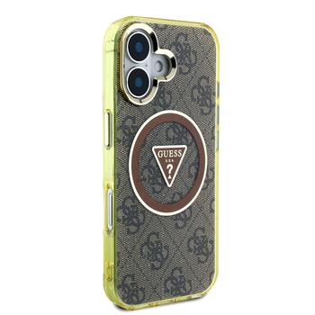 Guess IML 4G Glitter and Triangle Logo MagSafe Case Aizsargapvalks priekš Apple iPhone 16 (GUHMP16SHG4PRTGW)