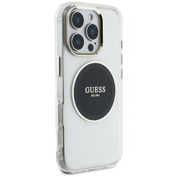Case Guess IML Metal Colored Circle Classic Logo MagSafe Aizsargapvalks priekš iPhone 16 Pro Max / melns (GUHMP16XHTDRCEDK)