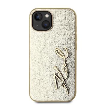Karl Lagerfeld Wrinkled PU Signature Logo Case Защитный чехол для iPhone 15 / золотой (KLHCP15SPFMFBKMD)