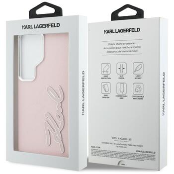 Karl Lagerfeld Grained Signature Metal Resin Logo Защитный чехол для Samsung Galaxy S26 Ultra / розовый (KLHCS26LPGFKSRSP)