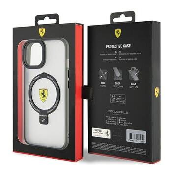 Ferrari Ring Stand MagSafe Back Case Aizsargapvalks Priekš Apple iPhone 15 (FEHMP15SUSCAH)