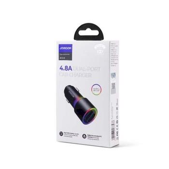 Joyroom JR-CL10 Car Charger U+U Auto lādētājs 24W LED Light / melns (JR-CL10-BLK)
