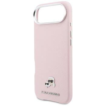 Karl Lagerfeld Karl & Choupette Head Pins Saffiano MagSafe Aizsargapvalks priekš iPhone Air / rozā (KLHMP17M6PFKCLP)