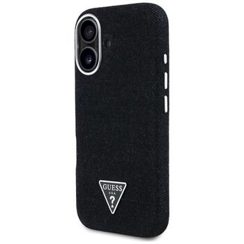 Case Guess Denim Triangle Logo MagSafe Aizsargapvalks priekš iPhone 16 / melns (GUHMP16SRJFWTLK)