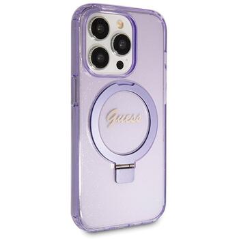 Guess GUHMP14XHRSGSU Защитный чехол с кольцом-подставкой Script Glitter MagSafe для iPhone 14 Pro Max 6.7