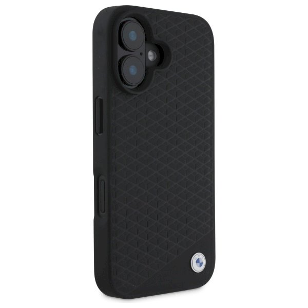 BMW BMHMP16S23RDDK Sign Leather Diamond Metal Logo MagSafe Aizsargapvalks priekš iPhone 16 6.1