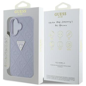 Guess Hot Stamp 4G Pattern Triangle Metal Logo Case Aizsargapvalks priekš iPhone 16 / violets (GUHCP16SPGP4STRU)