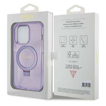 Guess GUHMP14XHRSGSU Защитный чехол с кольцом-подставкой Script Glitter MagSafe для iPhone 14 Pro Max 6.7