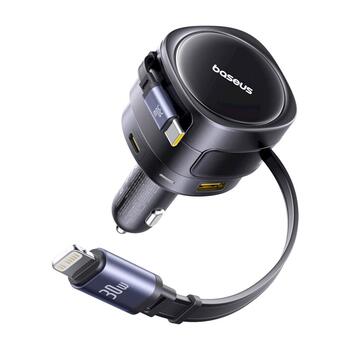Baseus Enjoyment Max Автомобильное зарядное устройство с кабелями USB-C + Lightning и портами USB-A + USB-C 90W / чёрный (C00035507121-02)