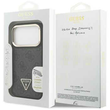 Guess 4G PU Triangle Logo & Stand Camera Magsafe Aizsargapvalks priekš iPhone 17 Pro / melns (GUHMP17LPCS4GPTK)