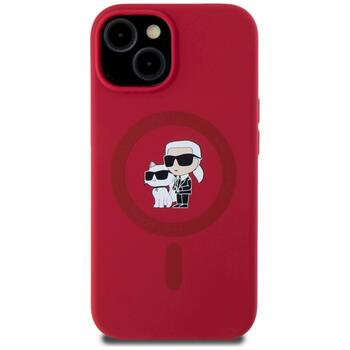Case Karl Lagerfeld Silicone Karl&Choupette Heads Ring MagSafe Защитный чехол для iPhone 15 / красный (KLHMP15SSCMKCRHR)
