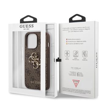 Guess PU 4G Metal Logo Case Защитный чехол для iPhone 13 Pro Max / коричневый (GUHCP13X4GMGBR)