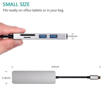 RoGer USB-C Hub 5in1 ar USB 3.0 x2 / HDMI / SD karšu lasītāju / TF karšu lasītāju (RO-5IN1HUB)