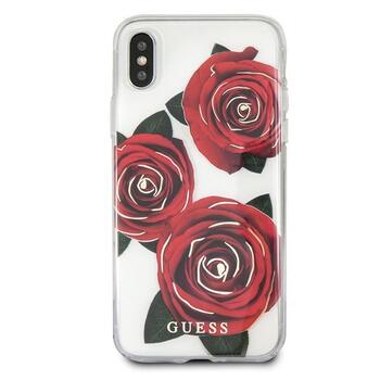 Guess GUHCPXROSTR Hardcase Flower Desire Aizsargapvalks priekš iPhone X / red rose (GUHCPXROSTR)