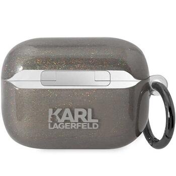 Karl Lagerfeld KLAP2HNKCTGK Aizsargapvalks priekš Airpods Pro 2 (2022/2023) Glitter Karl&Choupette / melns (KLAP2HNKCTGK)