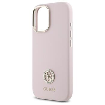 Guess GUHCP16SM4DGPP Silicone Logo Strass 4G Защитный чехол для iPhone 16 6.1