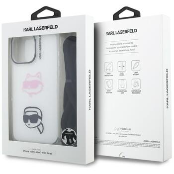 Karl Lagerfeld IML Crossbody Karl&Choupette Head Aizsargapvalks priekš iPhone 16 Pro Max / balts (KLHCP16XHCDHGFBH)