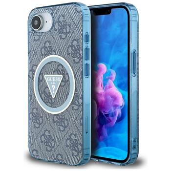 Case Guess IML Metal Glitter 4G Circle Triangle MagSafe Защитный чехол для iPhone 16e/17e / синий (GUHMPSE4HG4PRTGB)